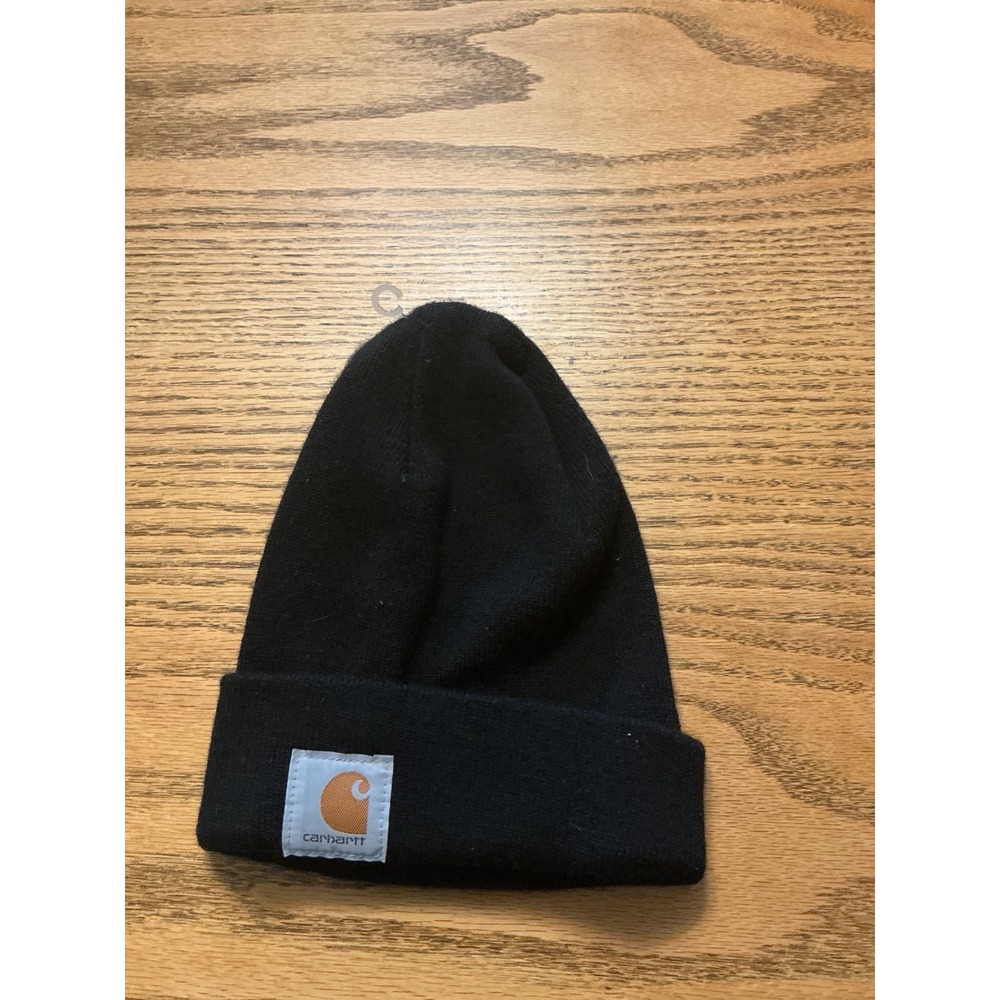 Carhartt Acrylic Watch Hat Black Knit Beanie Logo Patch A18 One Size
